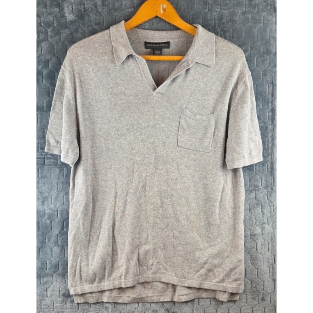 Banana Republic Polo Shirt Organic Cotton L Gray